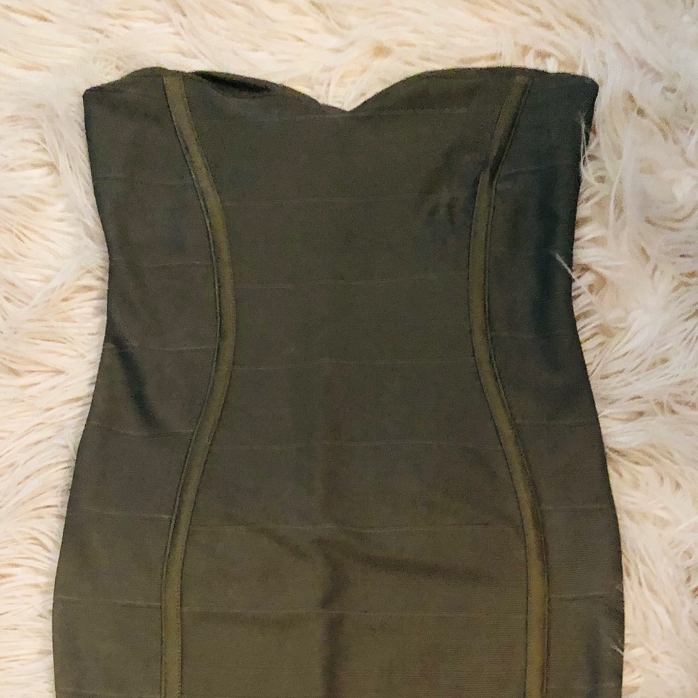 Green bandeau midi dress